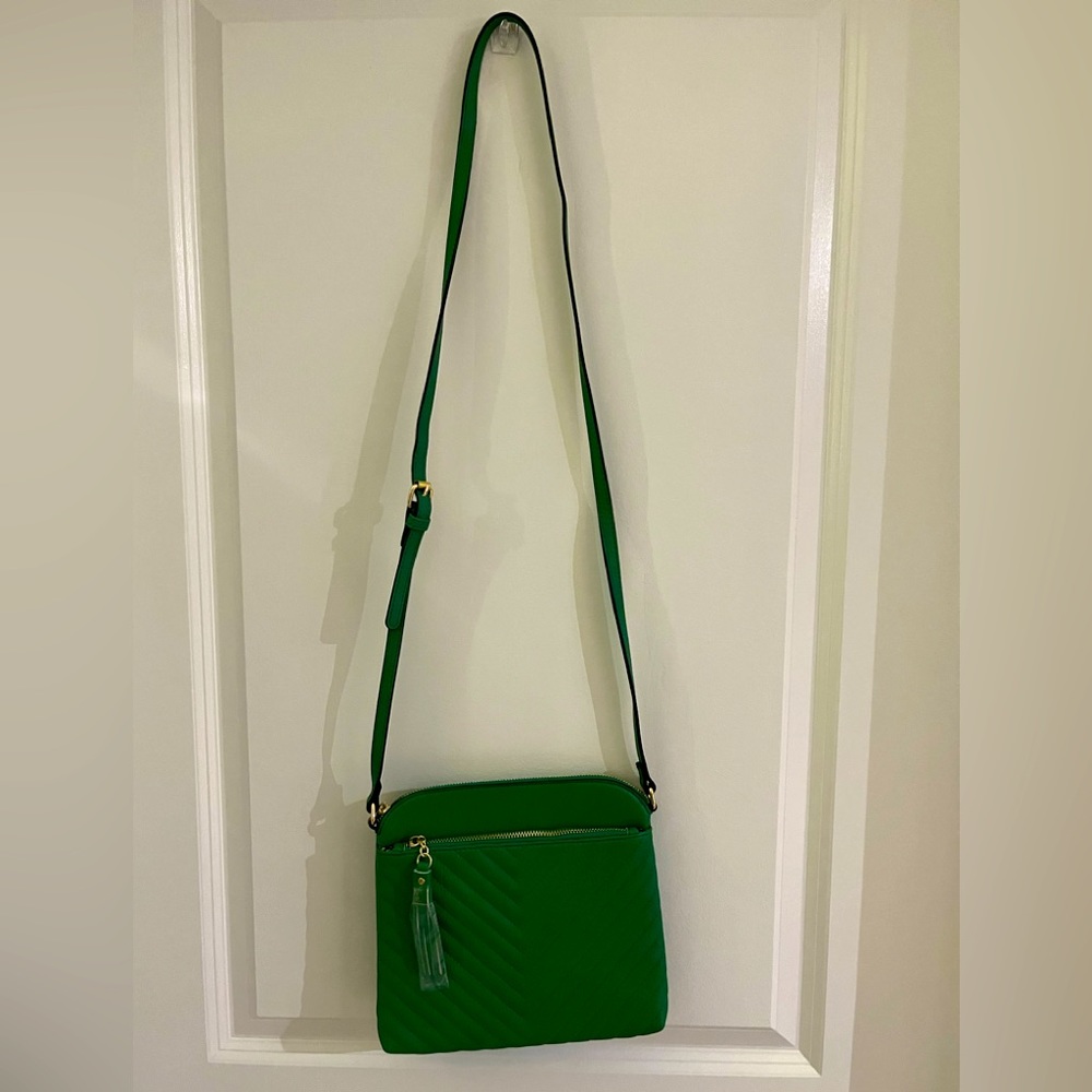 Green unused crossbody purse